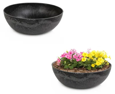Image de Jardinières pour l'extérieur Vintage Jardinières décoratives rondes noires 2x 20 cm
