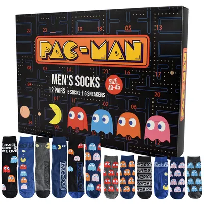 Pac-Man Adventskalender mit 12 Paar Socken, Gr. 40-45