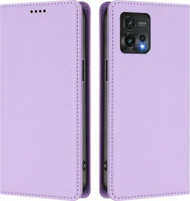 Obrázek produktu pro Kožené pouzdro pro Motorola Moto G72, magnetické flipové pouzdro zPolyuretankůže se stojánkem Světle fialová