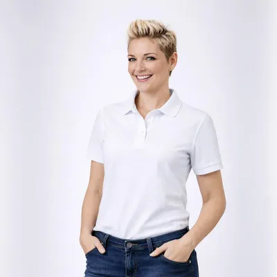 Produktbild von Damen Poloshirt, weiß, Größe L : L : weiß : 65% Baumwolle 35% Polyester