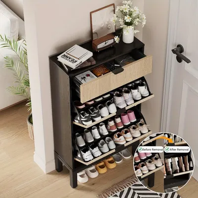 Obrázek produktu pro Skříňka na boty - Botník - Úložný prostor na boty - Výstavní stojan na boty - Botník - Úzký, volně stojící design