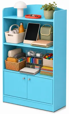 Productafbeelding van Furinno opbergrek/boekenrek met speelgoedkast voor kinderen, lichtblauw, 24 x 24 x [afmeting ontbreekt]