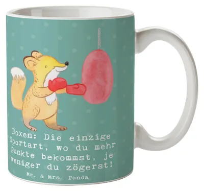 Produktbild von Mr. & Mrs. Panda Tasse Boxen Schnell Entscheiden - Meeresbrise - Geschenk, Sportler Geschenke, Becher, Sport, Schnelligkeit, Sportart, Bewundernswert, haferl, Teamsport