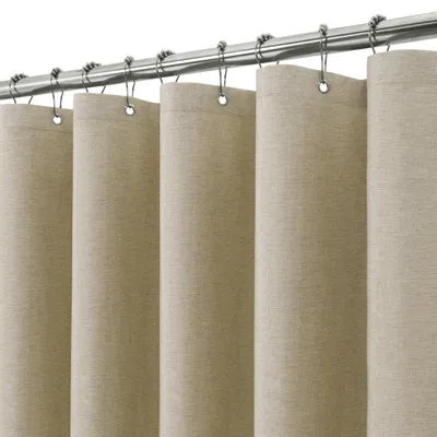 Image de Rideau de douche imperméable, texture lin, 182 x 214 cm, couleur taupe
