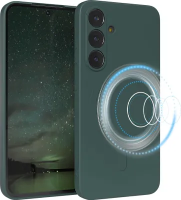 Produktbild von EAZY CASE - Silikonhülle magnetisch für Samsung Galaxy S25 FE, Hülle Silikon, weich stoßfeste Magnet Handyhülle, Schutzhülle mit Kameraschutz, TPU Bumper in Grün