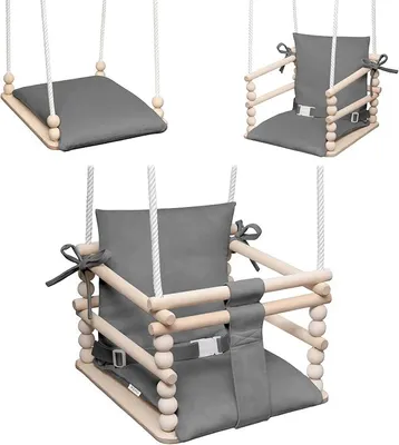 Imagen del producto de Columpio infantil Silecomplaza con arnés de seguridad, ajustable en altura, ideal para uso en interiores, construcción robusta, montaje sencillo