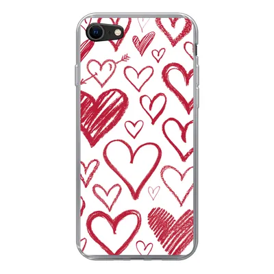 Produktbild von MuchoWow® Handyhülle Schutzhülle Hülle für iPhone 8 Eine Illustration mit mehreren Herzen auf weißem Hintergrund Silikon Softcase Handy Hülle - Schutzhaube