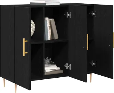Produktbild von vidaXL Sideboard Schwarz Eichen-Optik 90 x 34 x 80 cm Holzwerkstoff