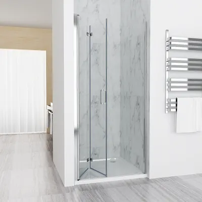 Produktbild von MIQU Duschkabine 100x195 cm Duschabtrennung Nischentür 2 TLG. Faltwand Duschwand NANO Glas