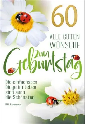 Produktbild von A 60. Geburtstag Glückwunschkarte mit Briefumschlag Marienkäfer und Margerite