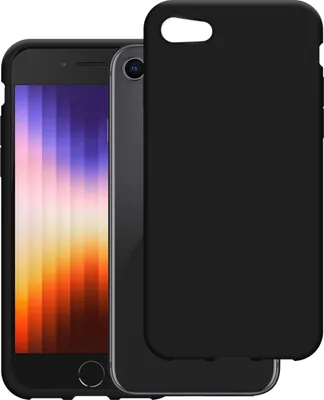 Image de Cazy Coque compatible avec iPhone SE (2022/2020) / 8 / 7 Coque en Silicone - Coque Flexible - Noir