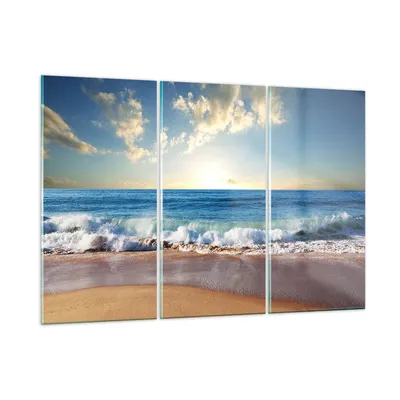 Produktbild von Bilder auf glas - Meer Ufer Wasser - 105x70cm - Glasbilder - Wandbilder - Kunstdruck - zum Aufhängen bereit - Wanddekoration aus Glas - Glas Bilder - Wandbild auf Glas - 3 Teile - GCE105x70-3551
