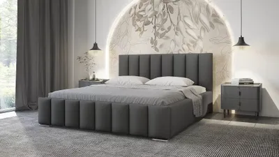 Produktbild von Elegantes Polsterbett 160x200 MADALENA 2 mit Stauraum - Dunkelgrau