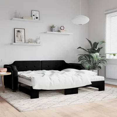 Image de Maison Exclusive - Canapé-lit convertible avec matelas noir 90 x 190 cm en tissu