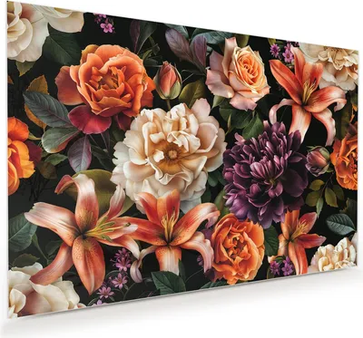 Produktbild von Glasbild 120x80cm in XXL für Wohnzimmer, Schlafzimmer Motiv Blumenpracht