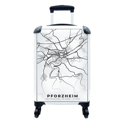Produktbild von MuchoWow® Koffer Handgepäck Trolley Rollkoffer Kleine Reisekoffer mit 4 Rollen - Karte - Pforzheim - Karte - Stadtplan - Cabin Size < 55x40x23 cm & 55x40x20 cm - Fotokoffer - Kabinenkoffer - Boardgepäck - Reise-Box - Reisekoffer - Reisegepäck - Koffer mit Bild - Trolley für Kinder