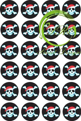 Produktbild von Piraten №2 24 Muffinaufleger, Tortenaufleger,Geburtstag,Tortendeko