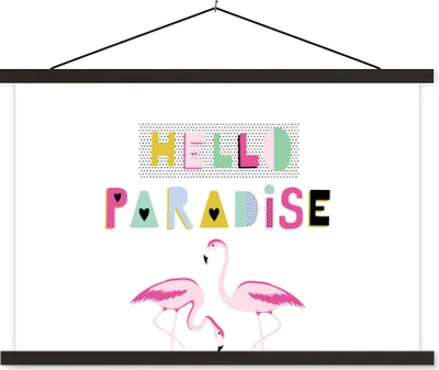 Produktbild von MuchoWow® Textilposter Flamingo - Rosa - Weiß 120x80 cm mit schwarzem Rahmen - Wanddeko