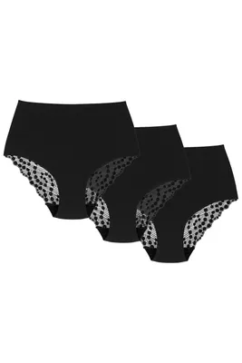 Produktbild von Wolbar dame slip 3er pack figurformend  spitze bund musterlos wb321, schwarz, m