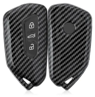 Produktbild von kwmobile Autoschlüssel Hülle kompatibel mit VW Golf 8 3-Tasten Autoschlüssel - Hardcover Schutzhülle Schlüsselhülle Cover Carbon Schwarz