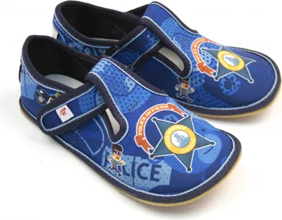 Produktbild von Jungen Hausschuhe BAREFOOT EF 395 POLIZEI Blau 24
