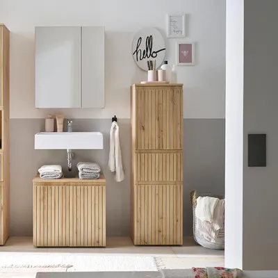 Immagine prodotto di Comodino da bagno Austin, finitura effetto legno di quercia, aspetto "effetto legno massello",