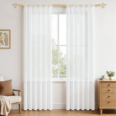 Productafbeelding van Transparante gordijnen 235x140 cm, set van 2, wit, voor woonkamer