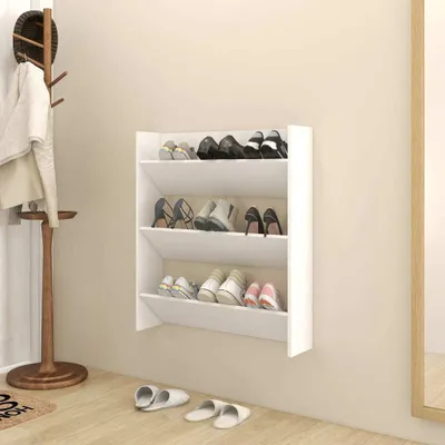 Zdjęcie produktu dla The Living Store Szafka ścienna na buty biała 80x18x90 cm materiał drewnopochodny
