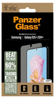 Productafbeelding van PanzerGlass All-in-One Ultra-Wide Fit Anti-Bacterial Screenprotector voor de Samsung Galaxy S25 Plus
