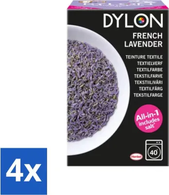 Produktbild von Dylon – Textilfarbe – Französischer Lavendel – All-in-One – Inkl. Salz – 350 g - Vorteilspack - 4 Stücke