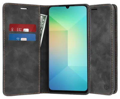 Produktbild von Techsuit Confy Book Wallet Klapphülle für Samsung Galaxy A06 - Schwarz