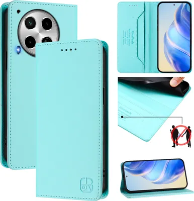 Immagine prodotto di Custodia in pelle per Tecno Camon 30 4G/Camon 30 5G, flip case con slot per carte, portafoglio e supporto Turchese