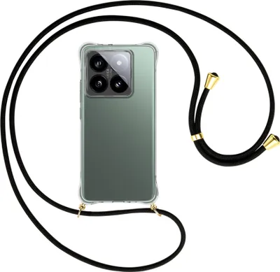 Produktbild von Handykette Backcover-Schutzhülle mit Band (Metall goldfarben) für Xiaomi 14T Pro 5G - schwarz