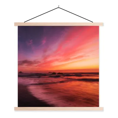 Produktbild von MuchoWow® Textilposter Strand - Meer - Natur - Abend 40x40 cm mit holzfarbenen Rahmen - Posterleiste