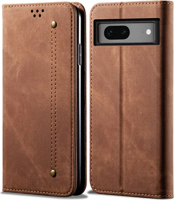 Obrázek produktu pro Pouzdro Google Pixel 7, kožené flipové pouzdro typu kniha s funkcí stojánku pro Google Pixel 7 hnědé barvy