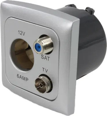 Image de C-Line Presto Inprojal CBE 12 Volt Prise Sat TV + cadre + isodose argenté