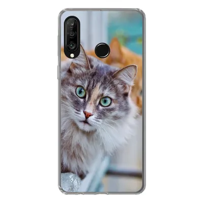 Produktbild von MuchoWow® Handyhülle Schutzhülle Hülle für Huawei P30 Lite Katze - Fenster - Katzen Silikon Softcase Handy Hülle - Handyhülle