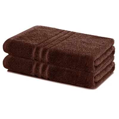 Produktbild von Lavea® 2er Set Badetuch 100 x 150 cm Baumwolle, saugstarkes Duschtuch groß, Frottier Elena, Duschhandtuch, weich, waschbar 60 °C, trocknergeeignet, Kaffeebraun