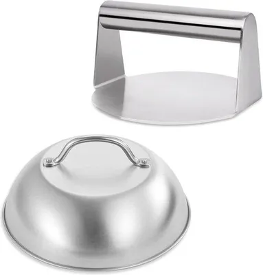 Produktbild von Famanu Grill-Burger-Set 2-teilig - Hamburgerpresse und Lebensmittelkuppel