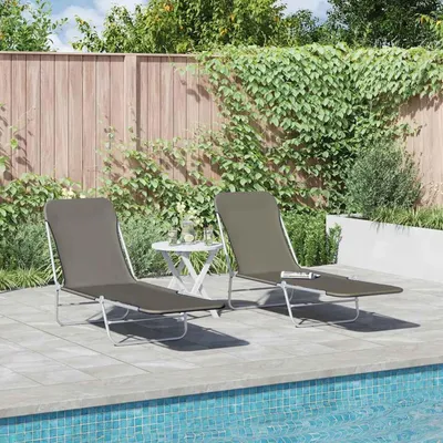 Produktbild von Set aus 2 klappbaren Sonnenliegen in Grau, 56x182x24,5 cm, bis 120 kg