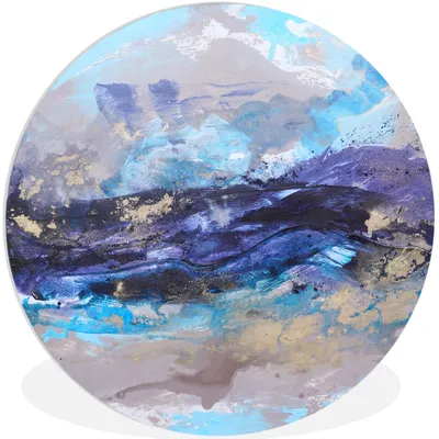Produktbild von MuchoWow® Rundes Wandbild - Runde Bilder Abstrakt - Grau - Blau - Farbe Ø 30 cm Kreis Wanddekoration Kunststoff - Wandkreis - Wandschmuck - Schlafzimmer - Bilder - Der Kreis - Kunst für die Wohnung - Plastik - Kunstdruck - Wandbild