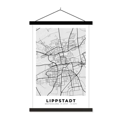 Produktbild von MuchoWow® Textilposter Lippstadt - Karte - Stadtplan - Deutschland 40x60 cm mit schwarzem Rahmen - Wanddekorationen