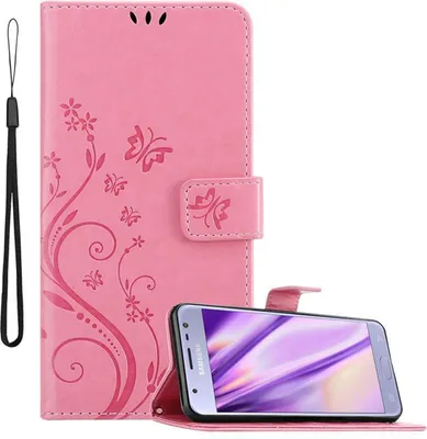 Obrázek produktu pro Cadorabo Pouzdro pro Samsung Galaxy J3 2017 Ochranný kryt v růžové barvě Pouzdro na mobil Flowers Flower