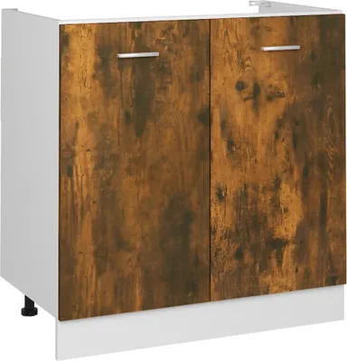 A studio shot of a kitchen cabinet with two doors.