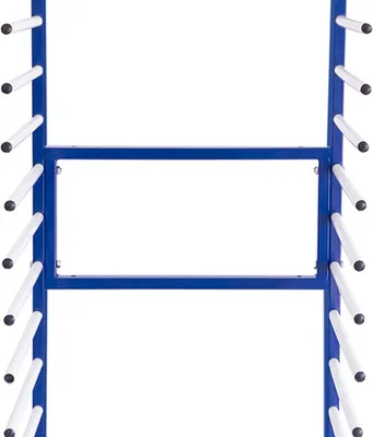 Produktbild von 2-Wege-Anschlussstück für Kombi-Trocknungswagen Trockenständer Verbindungsset Verbindungsstück Blau pulverbeschichteter Stahl Werkstatt [inkl. 4 x Handbolzen]