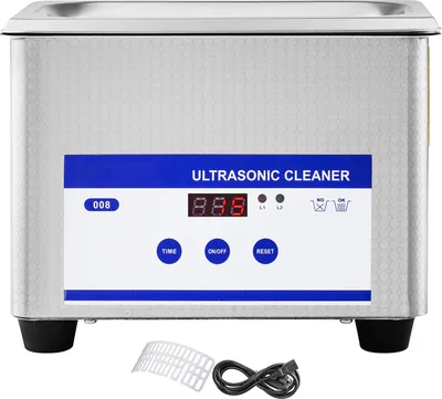 An ultrasonic cleaner on a white background.