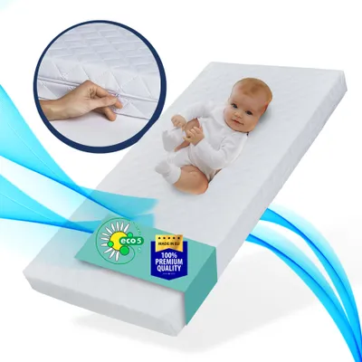 Obrázok produktu pre Detský matrac SMART, detský matrac 60x120 cm so snímateľným poťahom, prateľný na 60 °C, do detskej postieľky, 120x60 cm, výška 6 cm, certifikát eco5