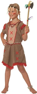 Produktbild von W3711-164 braun-rot Kinder Kriegerin Kostüm Mädchen Kleid Gr.164