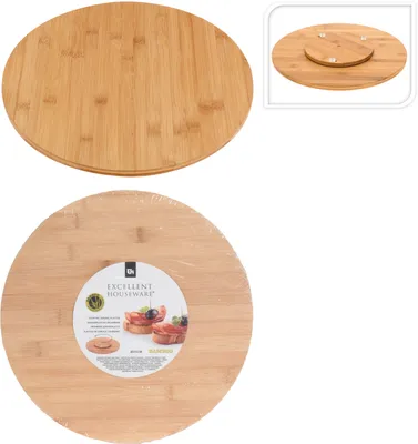 Zdjęcie produktu dla Obrotowy półmisek do serwowania Excellent Houseware, bambus, 35 cm, brązowy