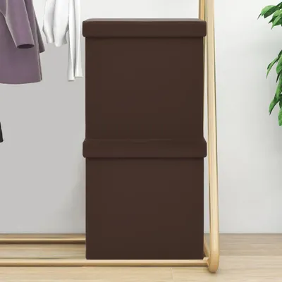 Obrázek produktu pro Stolička s úložným prostorem 2 ks. Hnědé PVC